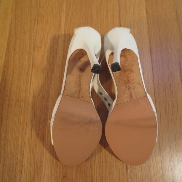 White MANOLO BLAHNIK High Heel Ankle Strap Sandal - Picture 8 of 8